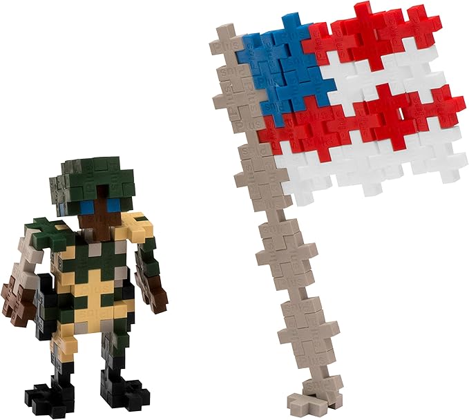 PLUS PLUS 3D Figure Building Block Set, Fun Stem Toys for Kids, 70 Interlocking Pieces - Military Mini Maker Tube