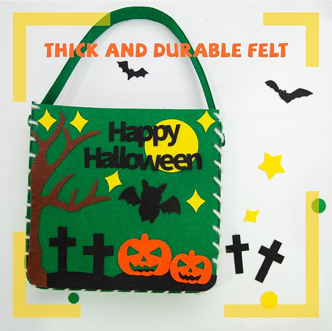 Flying Childhood Sew Your Own Bags - Kids Sewing Kit - Felt Crafts for Kids - Make 6 Felt Trick or Treat Bags - Birthday Gifts for Girls