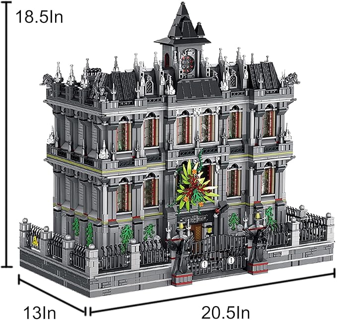 7537 Piece Three Level Madhouse Modular Building Blocks Bricks Set Insane Asylum Hospital Toy Bricks with an LED Lighting