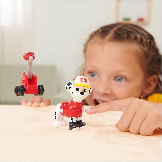 Paw Patrol, Big Truck Pups Marshall Action Figure with Clip-on Rescue Drone, Command Center Pod and Animal Friend Kids Toys Ages 3 and up