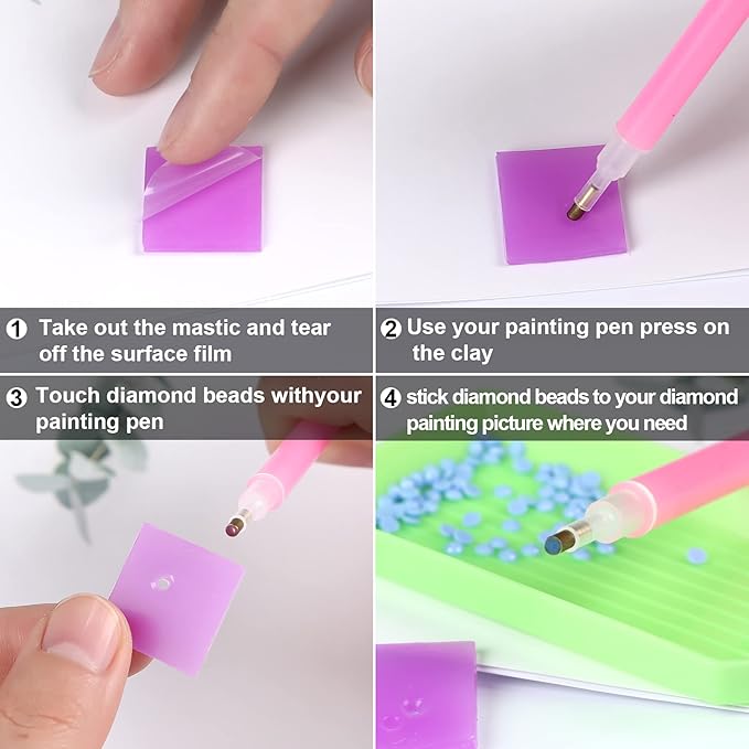 FEBSNOW Painting Glue Clay DIY Diamond Embroidery Wax Tool Set (Purple 60 pcs)