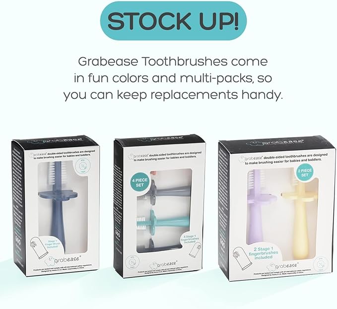 grabease Double-Sided Training Toothbrush - First Infant Toothbrush for Baby & Toddler - BPA & Phthalate-Free - 1 Pack Mint, 12 Months and Up - Baby Tooth Brush