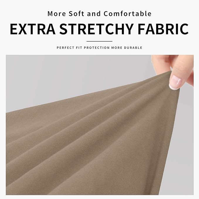 Easy-Going 100% Dual Waterproof Stretch Soft Couch Cover for Dogs, Sofa Slipcover for 3 Separate Cushion Couch Leakproof Furniture Protector for Kids, Pets Camel