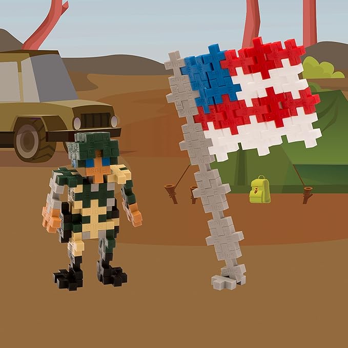 PLUS PLUS 3D Figure Building Block Set, Fun Stem Toys for Kids, 70 Interlocking Pieces - Military Mini Maker Tube