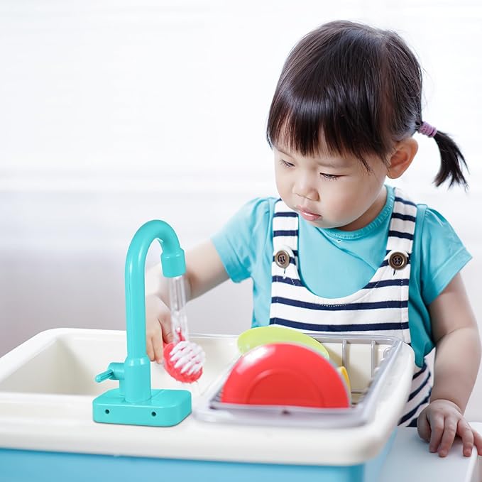 TOYANDONA Pretend Play Kitchen Sink Toys Accessory, Plastic Faucet Kids Toy Replacement for Pretend Play Sinks Pretend Play Kitchen Toys for Boys Girls Toddlers