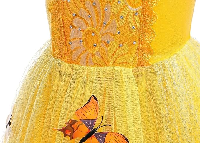Dressy Daisy Toddler Girls' Princess Fancy Dress Up Costume with Accessories Halloween Outfit Butterfly Size 3T Yellow