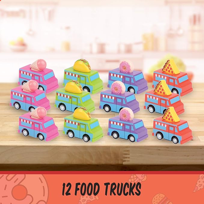 U.S. Toy Pull Back Food Trucks | 12 Count | Kid's Birthday Party, Themed Events, Halloween, Classroom Supplies, Rewards, Giveaways, Party Favors, Art Activity