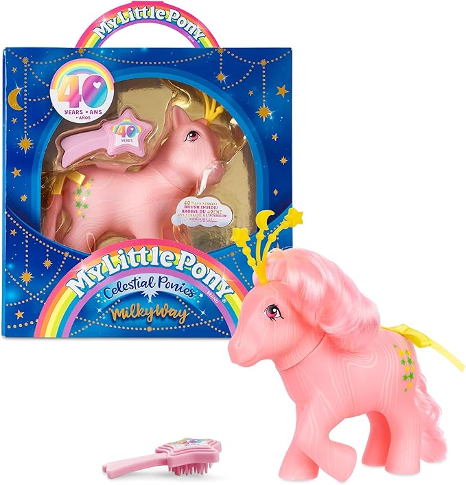 My Little Pony Classics - Celestial Ponies - Milky Way - Retro 4" Collectible Play Figure, Great For Kids, Toddlers, Adults, Girls and Boys Ages 3+