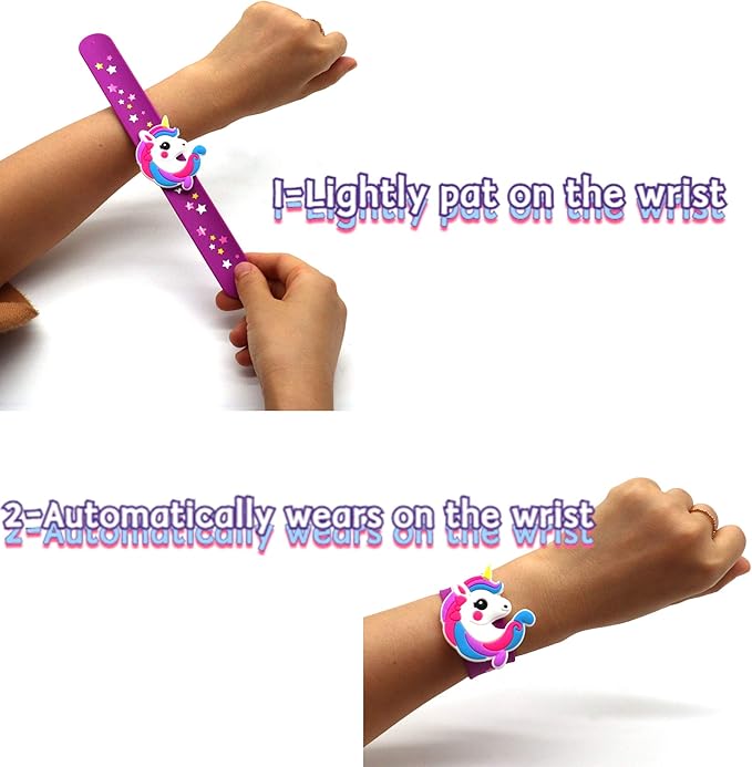 Silicone unicorn Slap Bracelets - Silicone Unicorn Wristband Birthday Party Favors, Boys Girls Party Favors Gifts Carnival Prizes Set （6 Pack