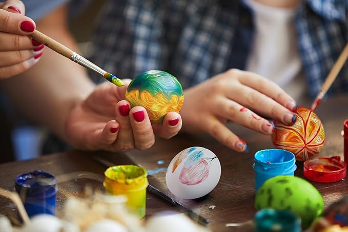 Dan&Darci Egg Squishy Painting Kit - Arts and Crafts for Girls and Boys - Kids Easter Art Activities - Craft Gift for Kids Ages 4 5 6 7 8 9 10 Year Old Girls - Paint 6 Slow Rising Squishies
