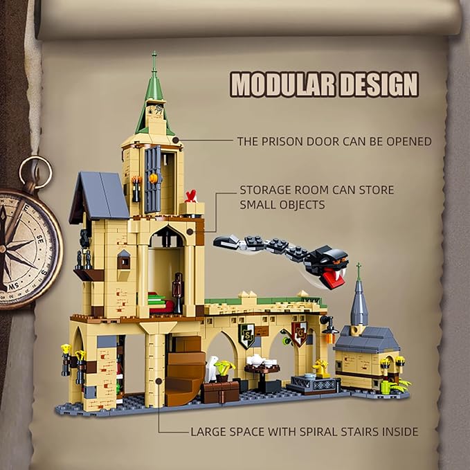 Hog Magic Castle with Harry Characteristics Building Blocks(Compatible with Normal Block Size),Fantasty Harry Toy for Adults,Recreate The Magic World Scenes of The Movie