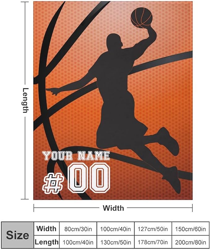 Custom Basketball Blanket - Soft Flannel Sports Basketball Blankets for Girls Boys Kids Basketball Lovers - Warm Basketball Throw Blankets for All Season Lap, Chair, Sofa - 50"x40"