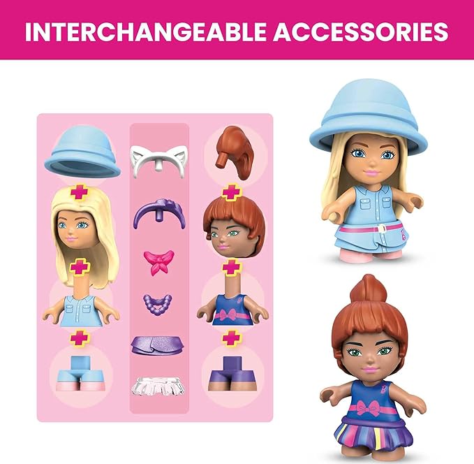 MEGA Construx Barbie Kids Building Toy Set, Malibu House with 303 Pieces, 2 Micro-Dolls, Furniture and Accessories, Ages 5+ Years