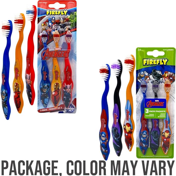 Marvel Avengers Superheroes Soft Bristle Manual Toothbrush Value Set 3 Count, Kids Friendly Designed Grip, Perfect Gifts for Boys Girls by Firefly (Style May Vary)
