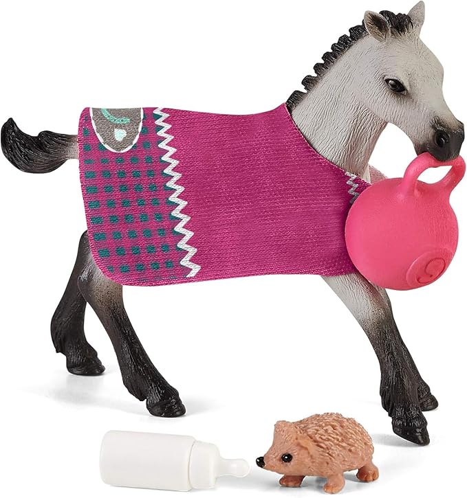 Schleich Horse Club Playful Foal Horse Playset - Authentic Toy Figure with Removable Blanket, Bottle, and Ball Accessories, Fun and Imaginative Play for Boys and Girls, Gift for Kids Ages 5+