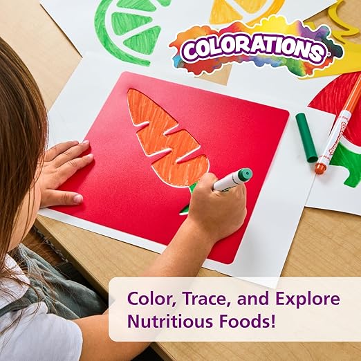 Colorations Fruit & Vegetable Shapes Stencils for Kids, 8 inches, Jumbo, Sturdy, Quality, Washable, Paint, Draw, Spray, Classroom, Arts & Crafts, Teacher, Educational