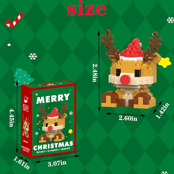 Christmas Reindeer Building Blocks Set Compatible with Lego Advent Calendar 2024 Stacking New Toys Holiday Present Box New Year Xmas Gifts for Kids for Boys & Girls and Adults