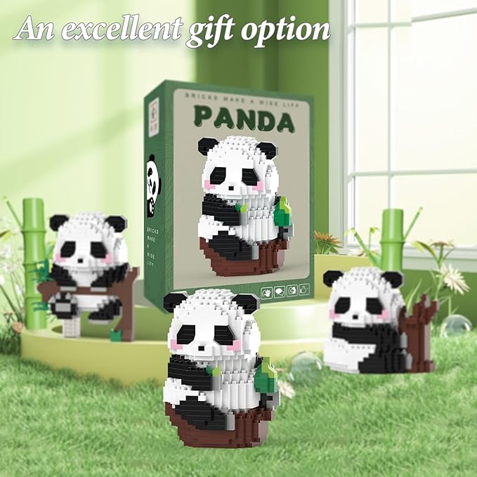 Mini Building Blocks- Leaning Panda, Party Favors- Micro Blocks Panda Toy for Kids 6 7 8 9 10+, Mini Blocks Building Sets for Adults, Easter/Birthday for Boys and Girls(610PCS)