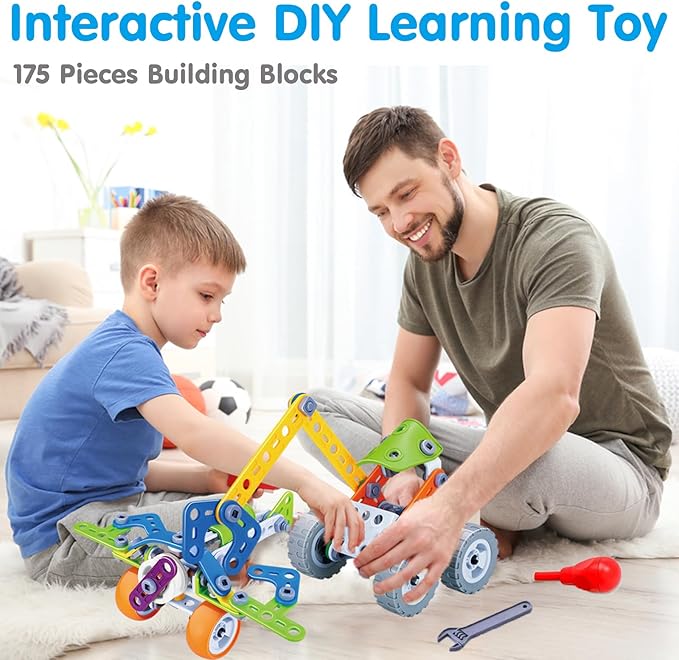 MOONTOY 11 in 1 STEM Toys for 4 5 6 7 8+ Year Old Boy Girl Valentine Birthday Gift Building Toys for Kids Ages 4-8 5-7 6-8 4-6 Erector Set Educational Blocks Construction Stem Activities Creative Game