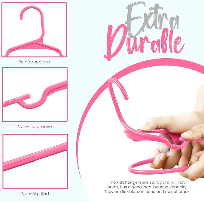 Utopia Home 240 Pack Kids Hangers - 11.5 Inch Plastic Baby Hangers for Closet - Childrens Hangers for Clothes & Infant Hangers for Closet - Ideal for Everyday Standard Use (Pink)