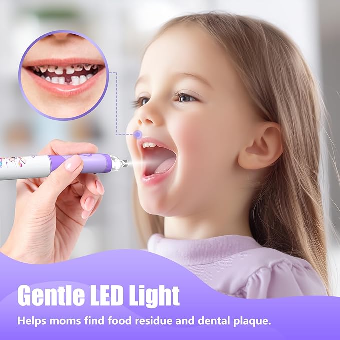 Kids Electric Toothbrush Toddler Toothbrush Age 2-4-8-12 Girls Electric Toothbrush with Timer Rainbow LED Light Up Vibrating Toothbrush Battery Operated Childrens Sonic Tooth Brush (Rabbit Purple)