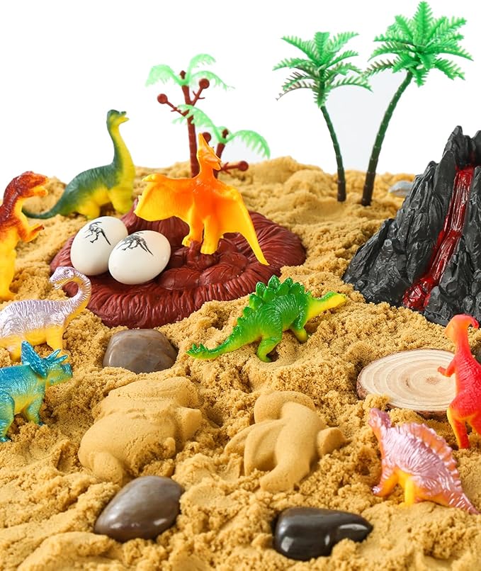sikmcle Dinosaur Sensory Bin Toy for Kids Dinosaur Toys and Play Sand Kit for Boy Sensory Bin Filler and Toddler Activities for Boys and Girls Ages 3-6+