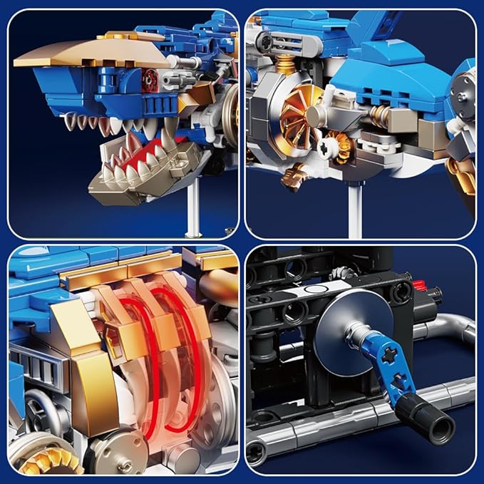 RiceBlock Shark Building Blocks Sets, Sea Animal Building Toys for Ages 8-13, Adult Challenge STEM Toys for Kids, Adults Crossing Ocean, 685 Pieces