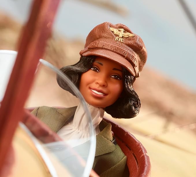 Barbie Inspiring Women Doll, Bessie Coleman Collectible Dressed in Aviator Suit with Helmet and Goggles