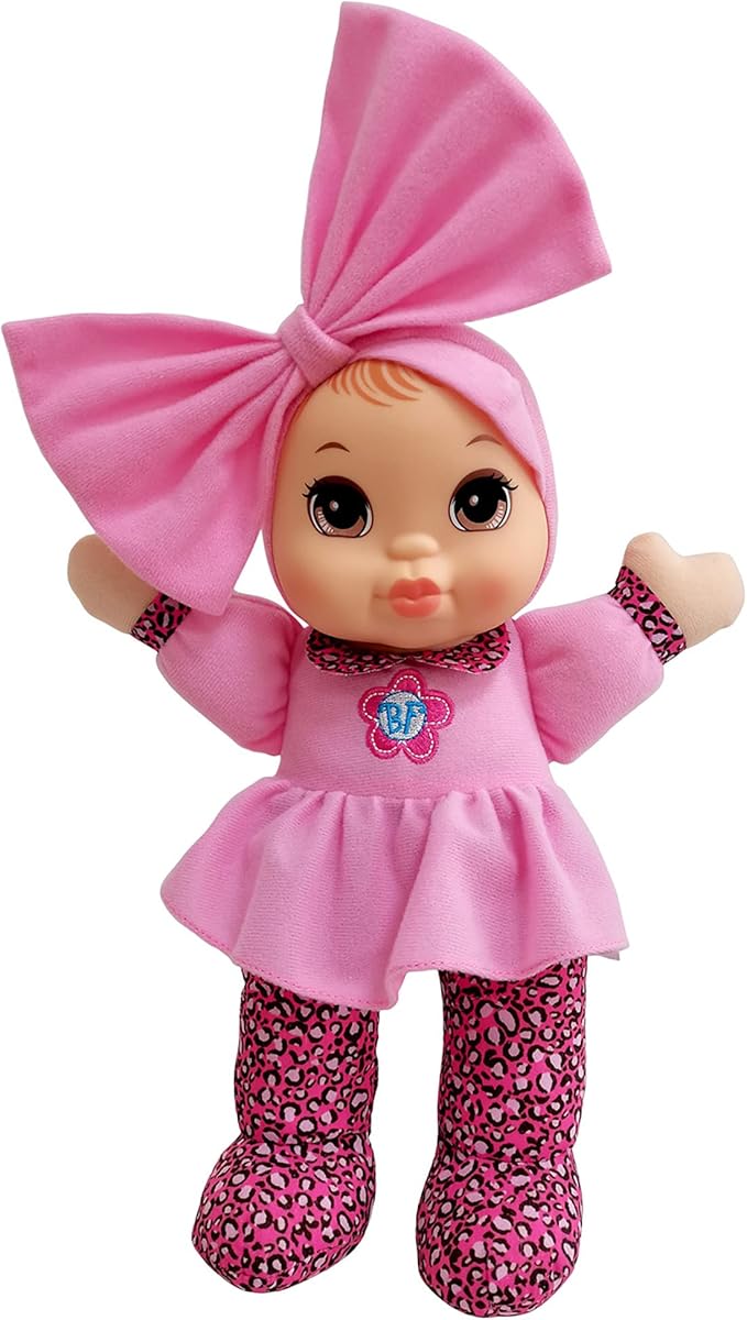 Baby's First Soft & Cuddly Baby Kisses Doll - Dressed in Pink Top and Print Leggings - Press her Tummy for a Sweet Kisses Sounds and Says I Love You