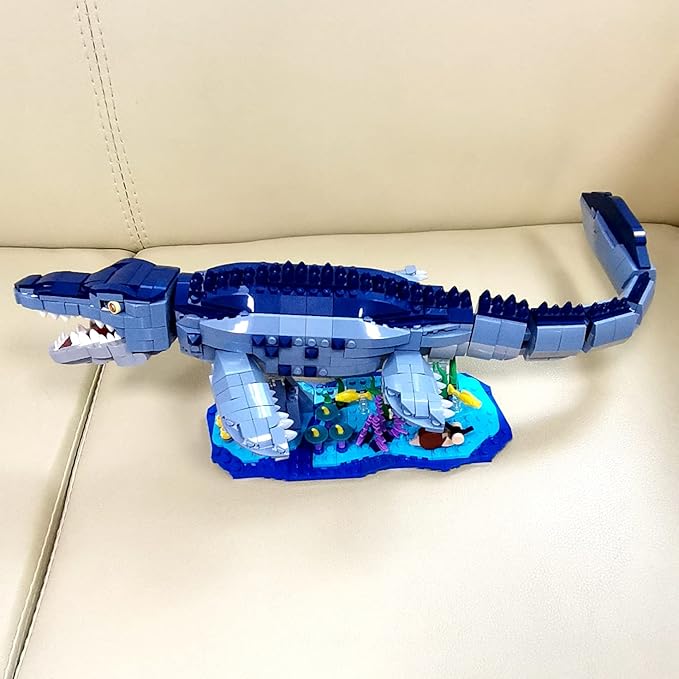 L001, Jurassic Mosasaurus (1200pcs), Dinosaur World Park Building Set,Dino Blocks Toys Sets for Boys,Age 6-12 Year Old