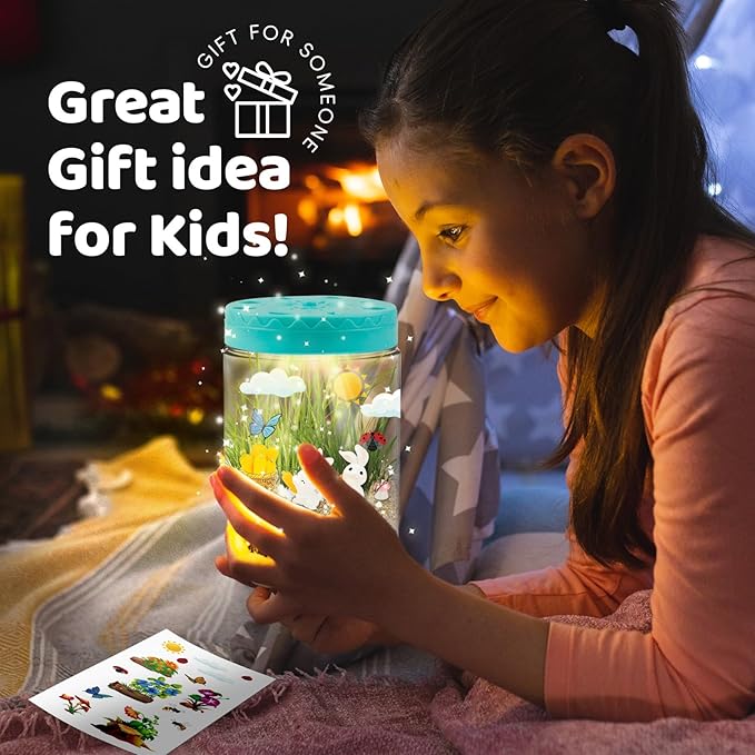 Light Up Terrarium Kit for Kids,Rabbit Gardening Kit for Boys and Girls,Creative Educational Gardening Toy,Arts and Crafts Activity Kits,Birthday Gifts for Ages 4 5 6 7 8-12