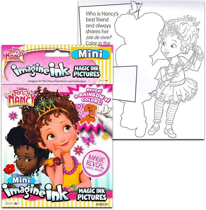 Mess Free Coloring Book Set for Girls Kids Toddlers - Bundle with 3 Imagine Ink Coloring Books with No Mess Invisible Ink Pens Featuring Miraculous Ladybug, Fancy Nancy, Gabby's Dollhouse