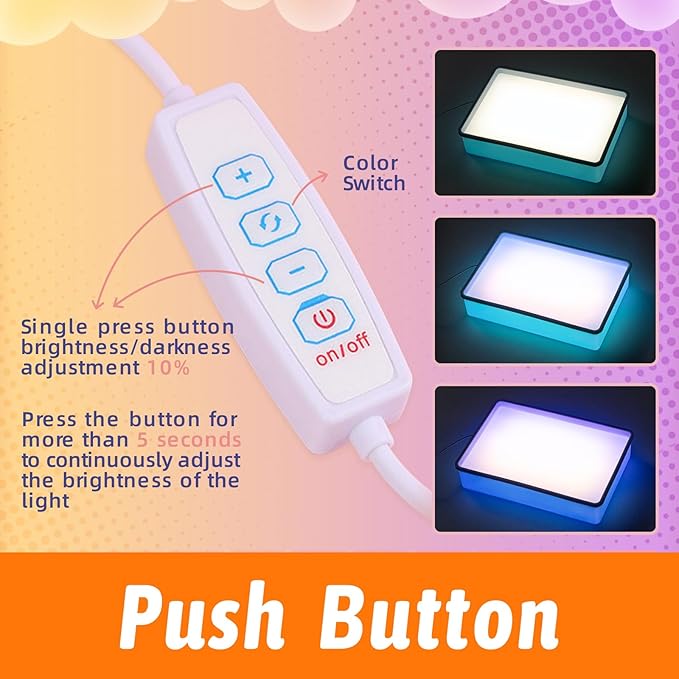 PreTrans Sand Painting Light Box – Kids’ Light Table for Creative Art, 3 Color Temperatures & 10 Brightness Levels, Classroom & Home Use - Purple