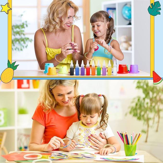 Libima 50 Pcs Sand Art Kits Include 36 Pcs Sand Art Bracelets 9 Bottles Colored Sand 5 Pcs Clear Plastic Small Funnel for Art Crafts Party Favors Supplies(Colorful)