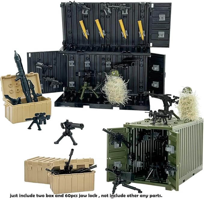 Building Bricks Military Big Box Toys Shipping Container for Mini Figures,Construction Building Block Toys for 6+ Years Old Boys Gifts Compatible with Major Brands Model Assembly Kit