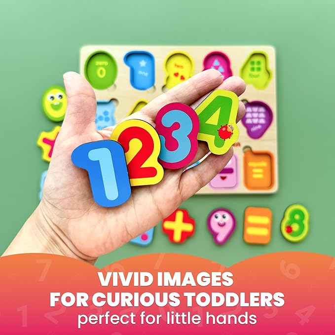 QUOKKA Wooden Puzzles for Toddlers 3-5 - Numbers Toddler Puzzles 1-3 Years Old - Digits Gift Educational Toys for Boys and Girls - Wood Games for Children's Learning 2-4