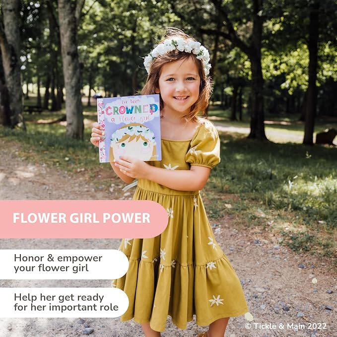 Tickle & Main Flower Girl Gift Set, Flower Girl Proposal, Book with Floral Crown Headband Headpiece in Adorable Gift Box