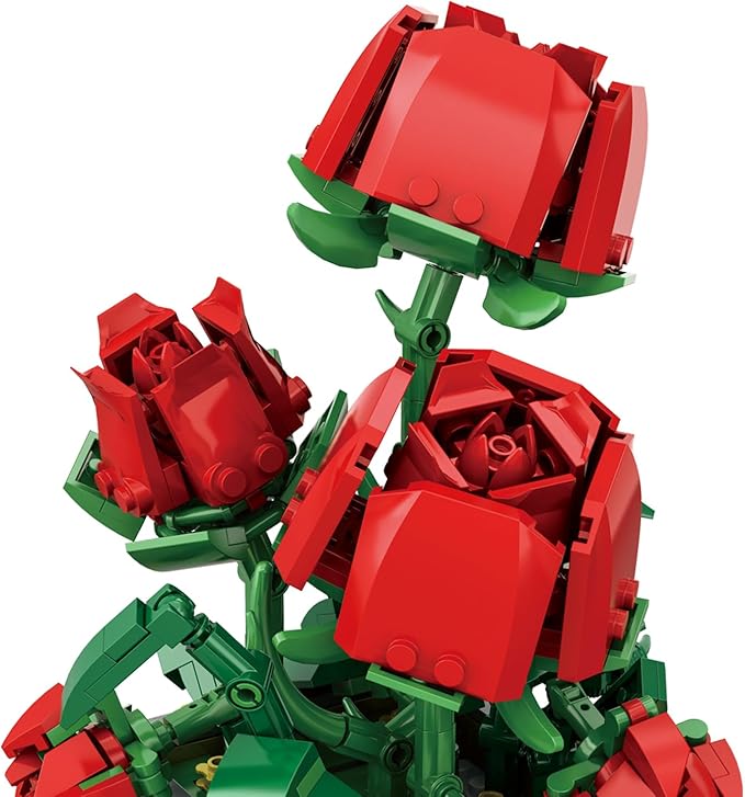 Flowers Bouquet Building Set (412 PCS) Roses Toy Building Set with Vase- Christmas, Mother's Day, Valentine Anniversary Birthday Gifts for Women Girlfriend Mom Ideal 63005