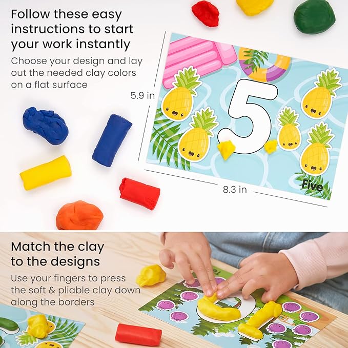 Arteza Kids Play Dough, Number Learning Dough Clay Kit, 12 Pieces, 0.8 oz, Red, Yellow, and Blue, 10 Numeric Cards, Art Supplies for Kids