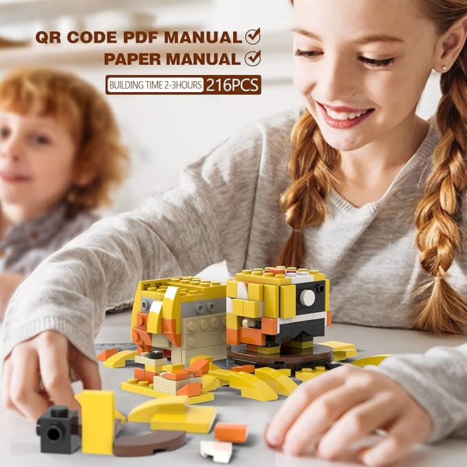 MOOXI-MOC Anime Brick Mini Headz Zenitsu Building Set,Creative Cute Building Blocks Children Kits,Gifts for Kids(216pcs)