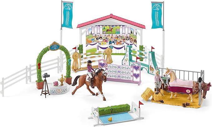 Schleich Horse Club — 86-Piece Friendship Horse Tournament Playset, Horse Playset with Arabian Mare Figurine and 2 Dolls, Horse Toys for Girls and Boys Ages 5+