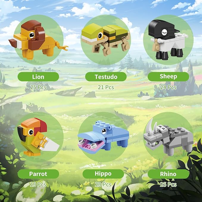 Party Favor for Kids, 12 in 1 Pre Filled Elephant Building Block Set-12 Pcs Mini Building Blocks Toys, STEM Building Blocks Toys,Classroom Prize Toys,Birthday Gifts,Goodie Bags,Carnival Prizes