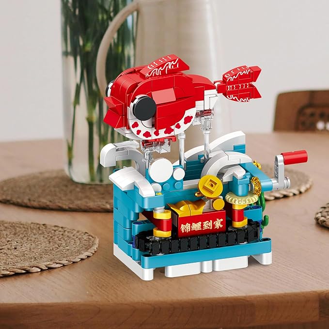 Chinese Jinli Fish Small Building Blocks Set Koi carp Collectible for Chinese New Year 340PCS Creative Toy Building Sets for Adults and Kids Age 6+ with Tail Wagging 96004