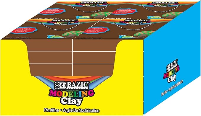 BAZIC Modeling Clay Brown Color 1 LB, Light Dough Art Craft, Non Toxic Gift for Artist Kids Toddler Boys Girls, Bulk for Classroom, 1-Pack