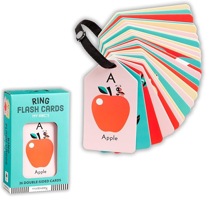 Mudpuppy My ABC's — Ring Flashcards 26 Durable Double Sided Alphabet Cards And Reclosable Ring With Colorful Art For Kids Ages 3+ Perfect For Preschool Or Travel For Teachers And Parents
