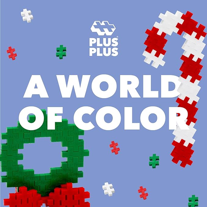PLUS PLUS 3D Puzzle Building Block Set, 70 Mini Interlocking Pieces, Fun Holiday Activities for Kids - Holiday Mix Mini Maker Tube