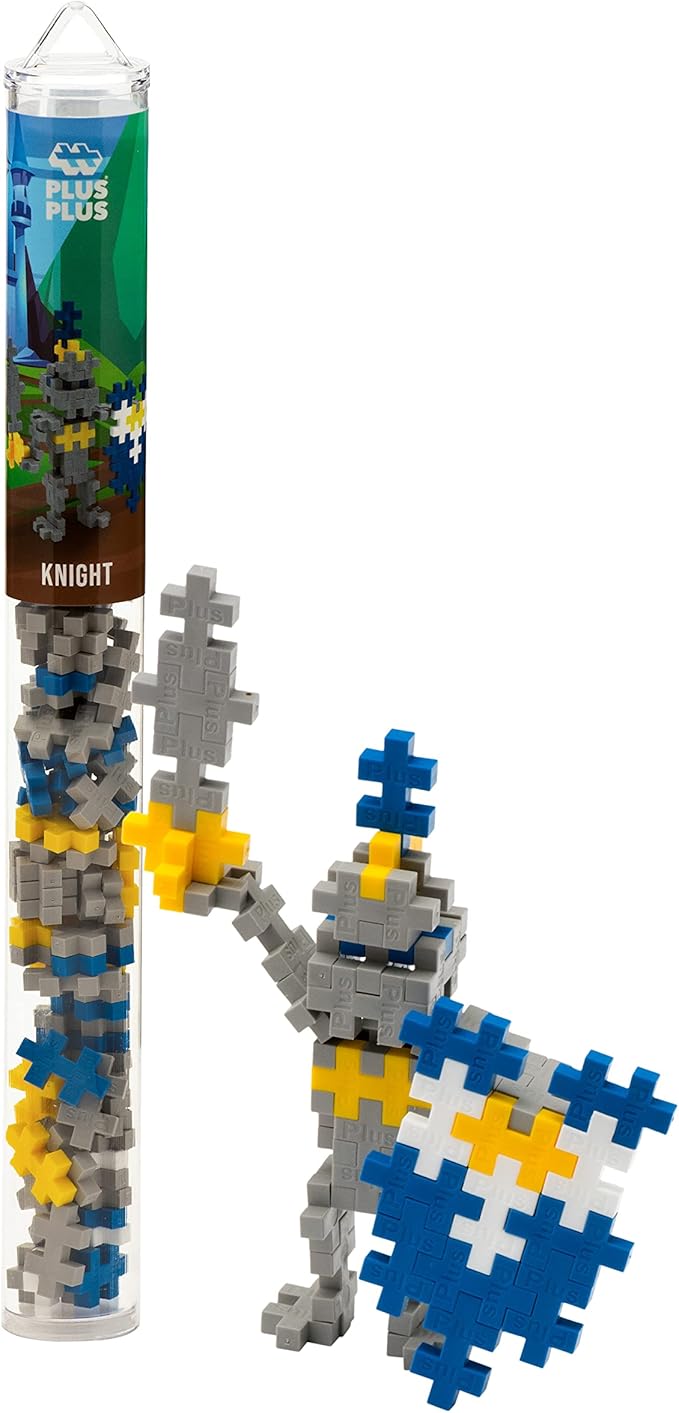 Plus Plus 3D Figure Building Block Set, Fun Stem Toys for Kids, 70 Interlocking Pieces - Knight Mini Maker Tube