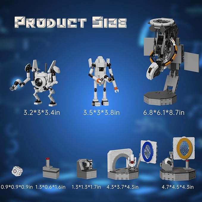 Portal Building Block Set, Awesome Glados Science Action Figure Model Toy, Atlas and P-Body Testing Supervisor Robot Construction Playset Birthday for Kids Fans(705 PCS)