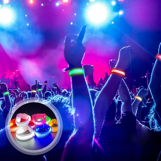 16pcs LED Light Up Bracelets Glow Flashing Wristbands Glow in The Dark Party Supplies for Wedding, Raves, Concert, Camping,Sporting Events, Party