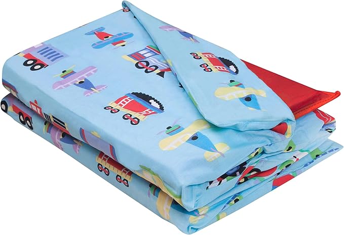 Wildkin Kids Nap Mat Cover for Boys & Girls, Sewn-in Flap Design Rest Mat Cover, Perfect for Preschool, Fits Our Vinyl Nap Mat up to 1.5 Inches Including Basic Sleep Mat (Trains, Planes & Trucks)